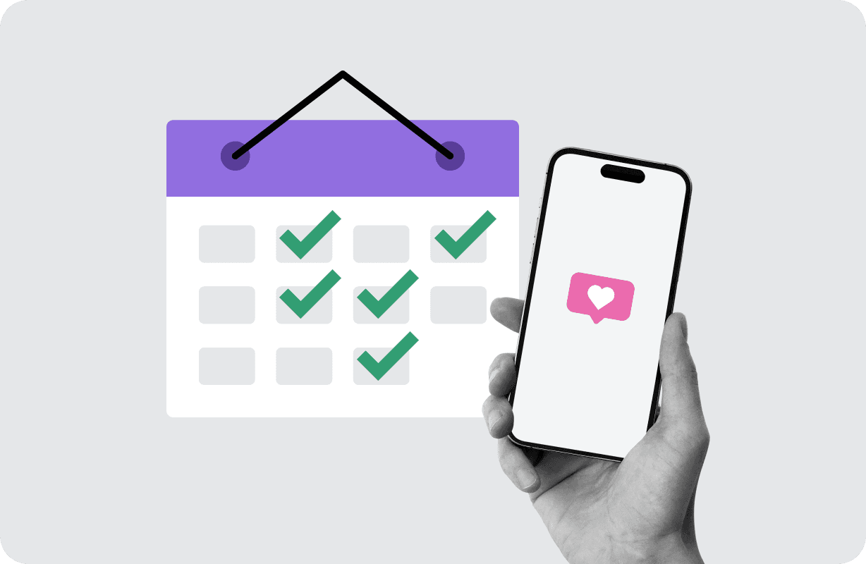 Laptop showing email campaign mockup with calendar tiles and envelope icons